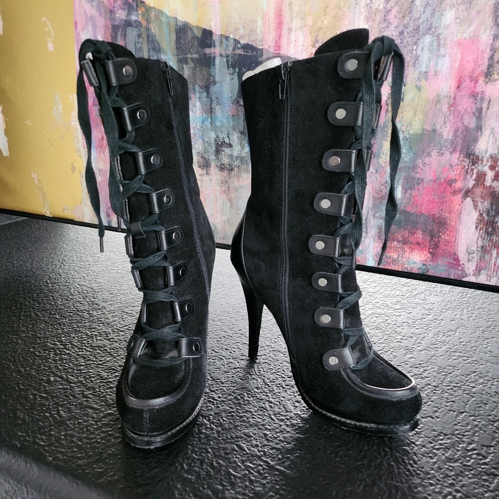 NWOT Black Suede Boots